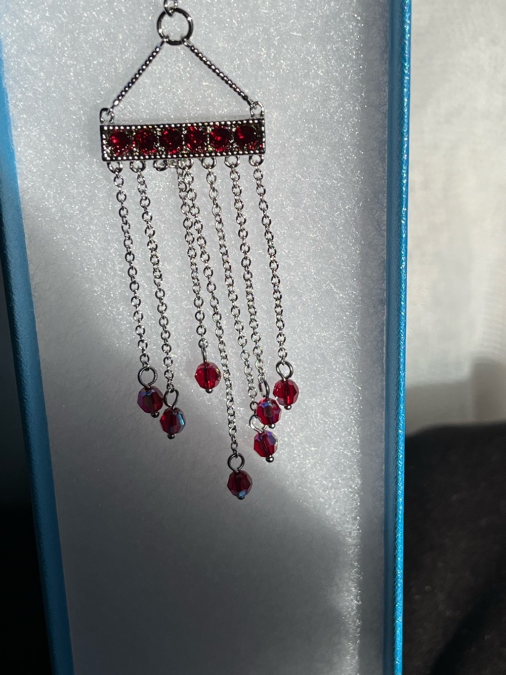Touchstone Crystal $119 RT Value Red Siam Fringe Benefits Pendant Necklace - Picture 10 of 16